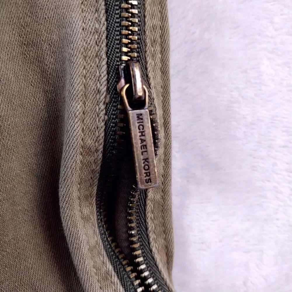 Michael Michael Kors Womens Olive Green Cargo Jogger Pants‎ Size 8 Zip Utility